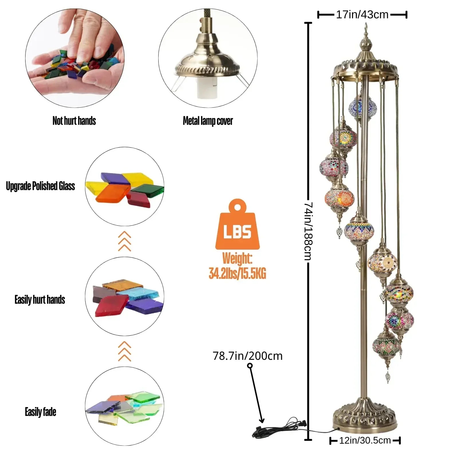 Turkish Moroccan Floor Lamp, Handcrafted Moroccan Style, Turkish Floor Light for Home Decor