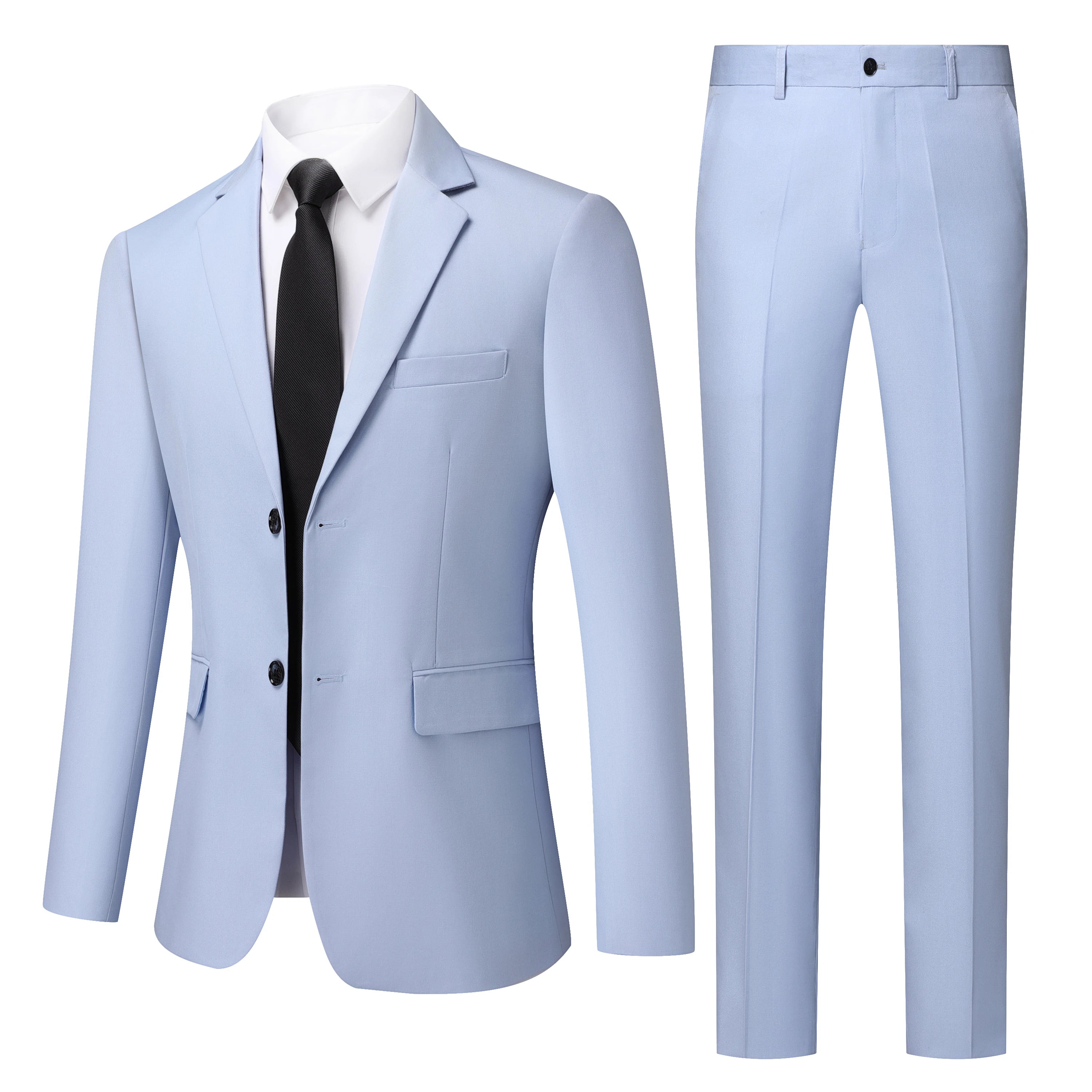 Men's White High-End Suit Two-Piece Suit Four Seasons Business Formal Wear Anti-Wrinkle Non-Stick Wool Suit Workplace Work Cloth