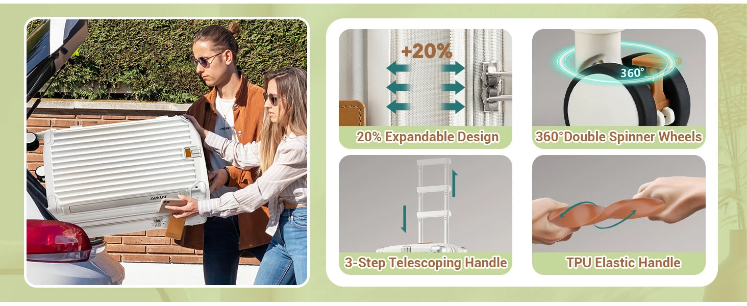 Joyway 20 inch Single Luggage Suitcase, Expandable Lightweight Durable, with Cup Holder, TSA Lock, Spinner Wheels