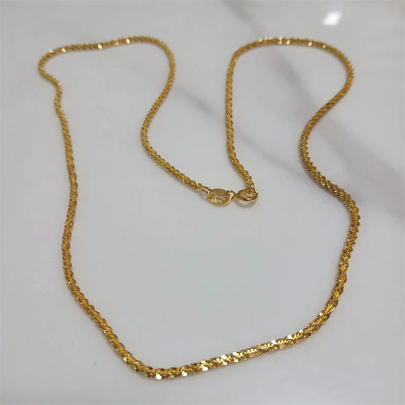 SOMILIA Fashion 18K Yellow Gold Necklace Authentic S925 Sterling Silver Sparkling Clavicle Sweater Chain High Jewelry For Woman