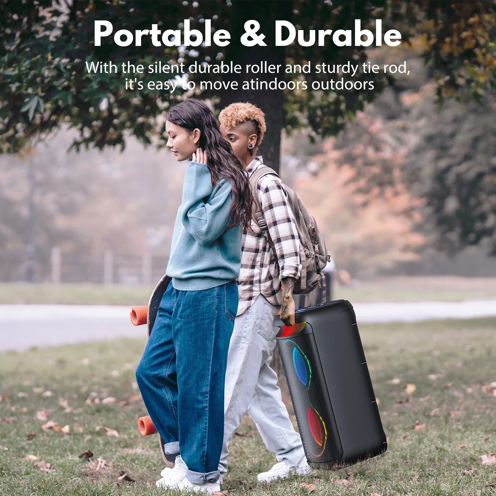 JYX Large Party Speaker, Wireless Bluetooth Speaker with Microphone, LED Party Light