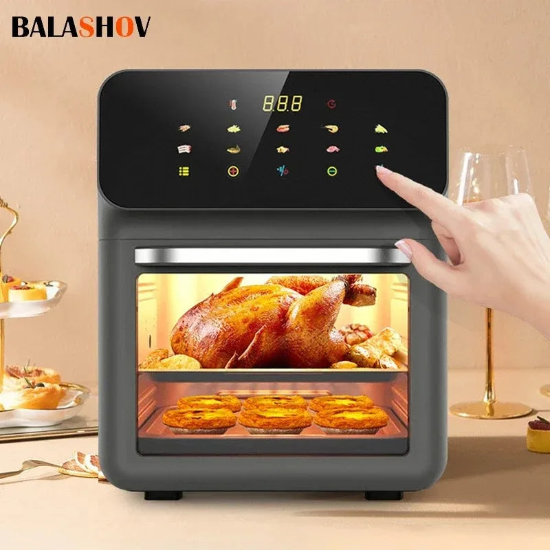 10L Electric Air Fryer Large Capacity Convection Oven Deep Fryer Without Oil Kitchen 360°Baking Viewable Window Home Appliance