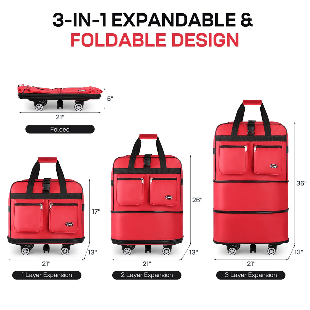 30/36/40 Inch Foldable Expandable Suitcase Bag Water-resistant Large Capacity Rolling Travel Luggage Bag For Moving Storage