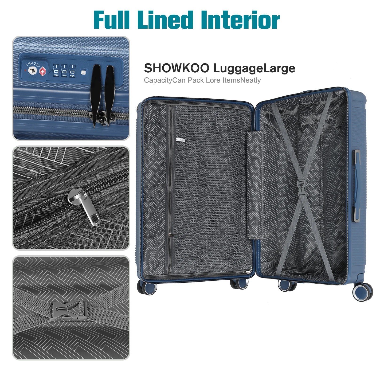 3-Piece PP Hardshell Suitcase Set 20/24/28in - Lightweight Luggage w/360° Spinner Wheels & TSA Lock, Durable Carry-On