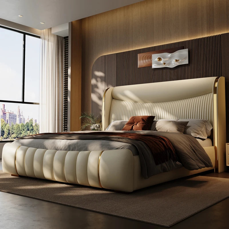 Design Wedding Bed Nordic American Fashionable Comfortable Bed Double Nordic Aesthetics Soft Simple Wood Cama Casal Furniture
