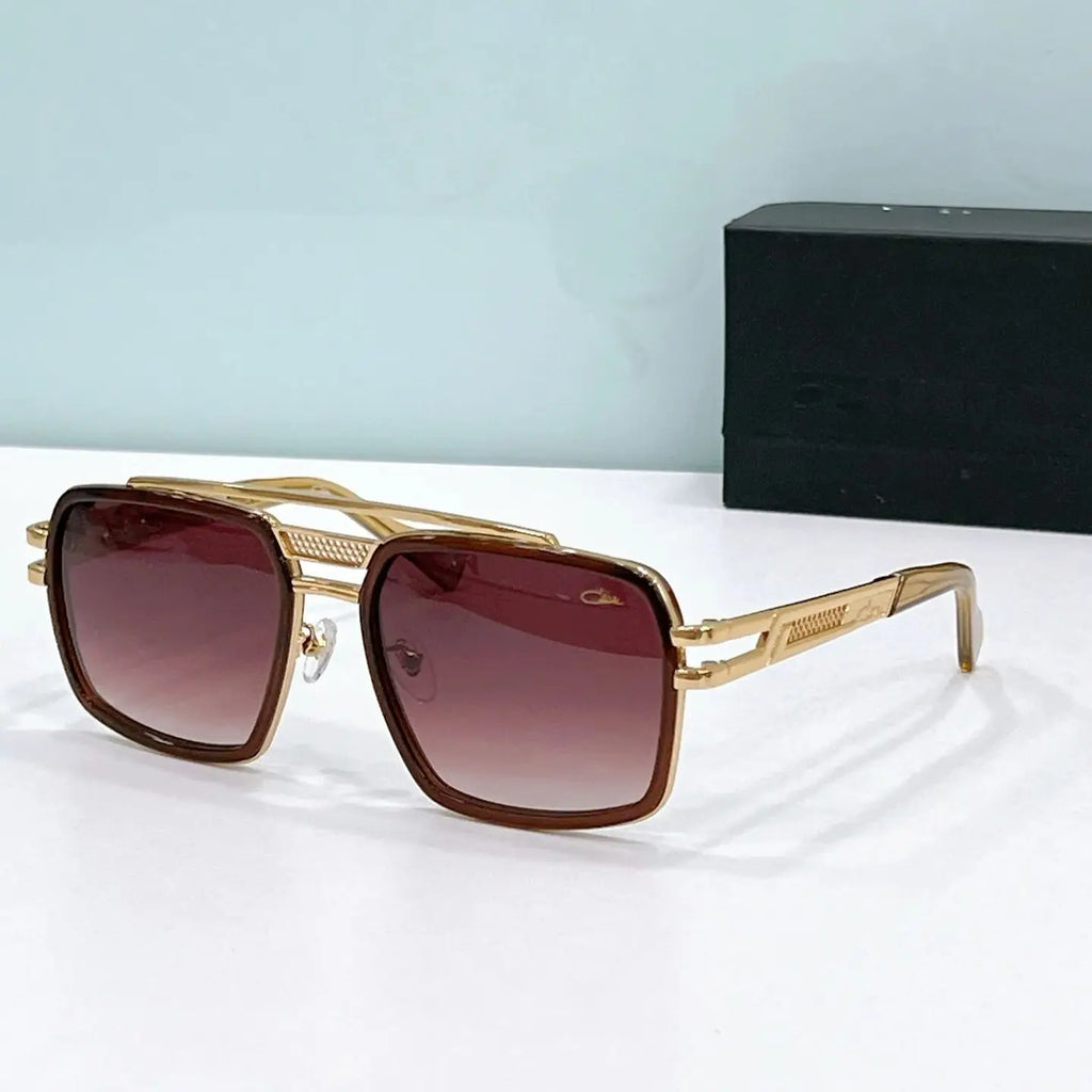 Original CAZA MOD6033 Classic Stylish Gradient Blue Lenses Men Sunglasses Luxury Design Gold Alloy Frame Women Couple Eyewear