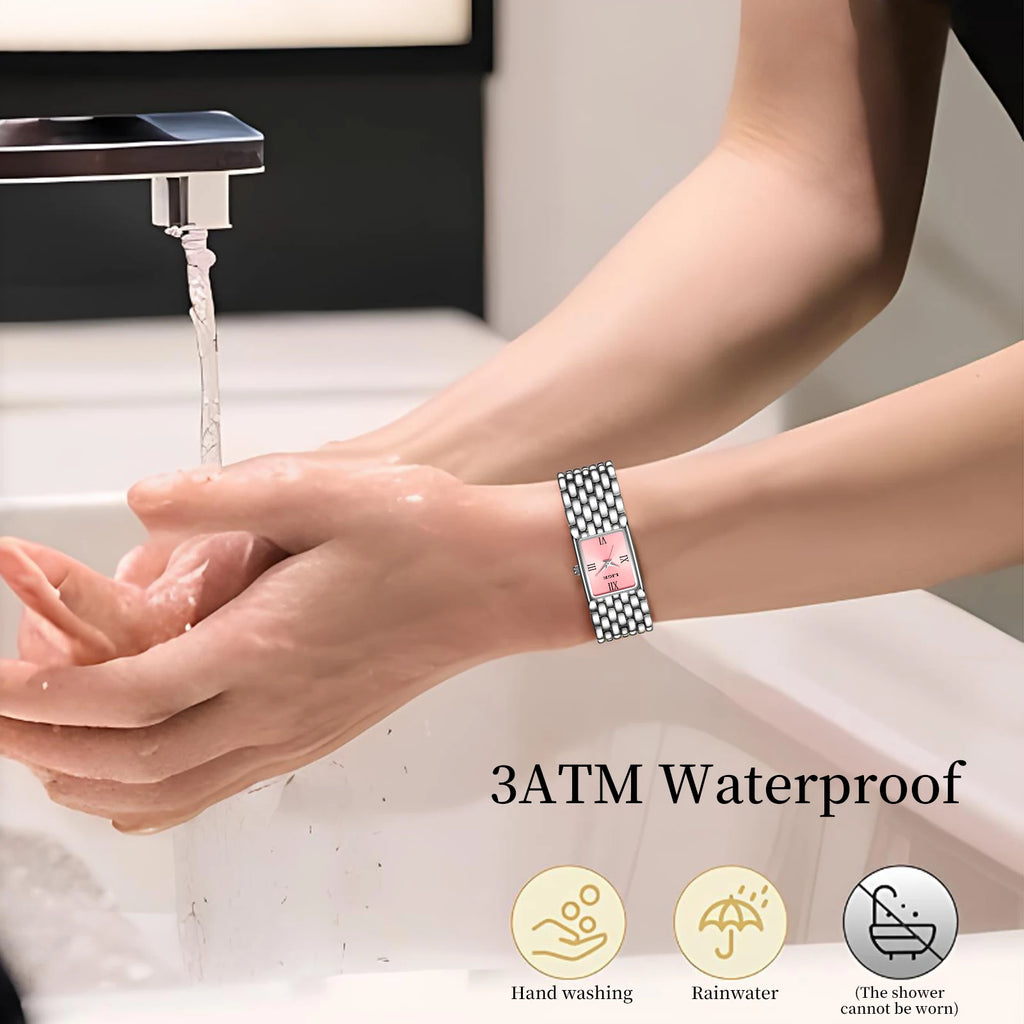 LIGE Luxury Women Watches Fashion Rectangle Woman Quartz Watch Stainless Steel Band Wristwatches Reloj Mujer+Box