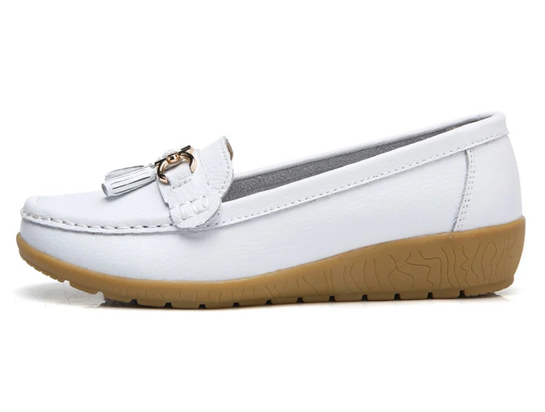 Woman Shoes Low Heels Casual Shoes Women's Loafers Slip On Flat Shoes Mocassins Femmes Comfortable Footwear Women Flats White