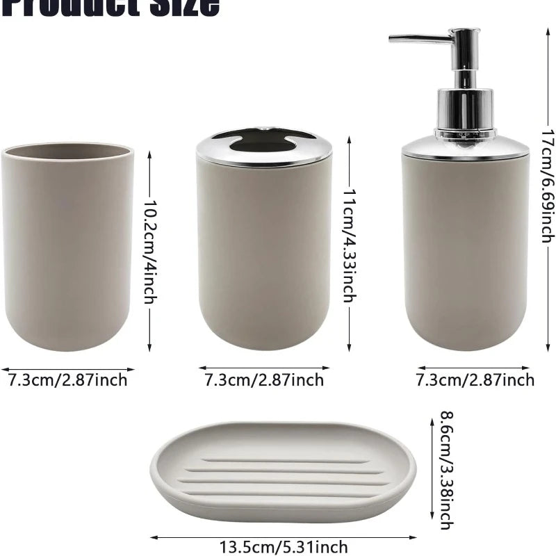 Bathroom Accessory Set 4 pcs Shatter-Resistant Resin Lotion Soap Dispenser Toothbrush Holder Soap Dish Bathroom Decor Gift