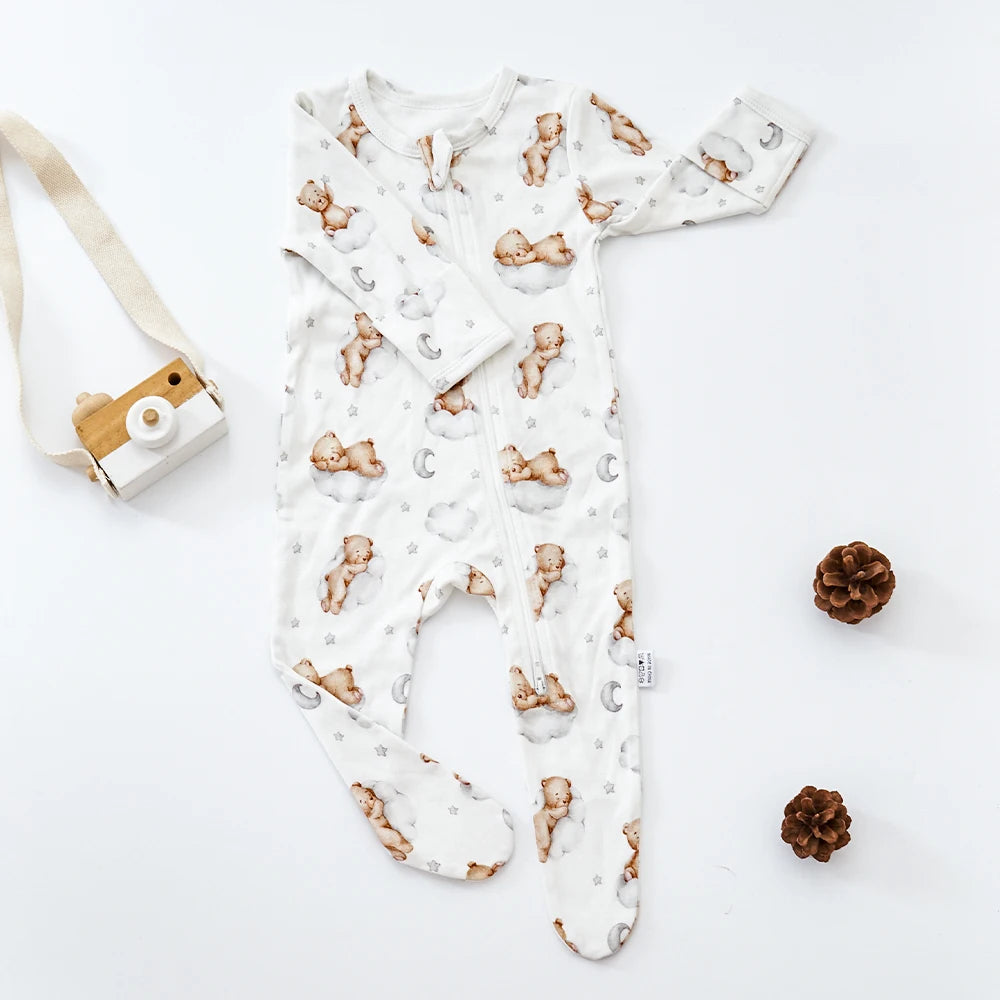 HappyFlute New Long-sleeve Bamboo Cotton Wrapped Foot jumpsuit Baby Romper Spring and Summer Baby Boy&Girls Newborn Clothings