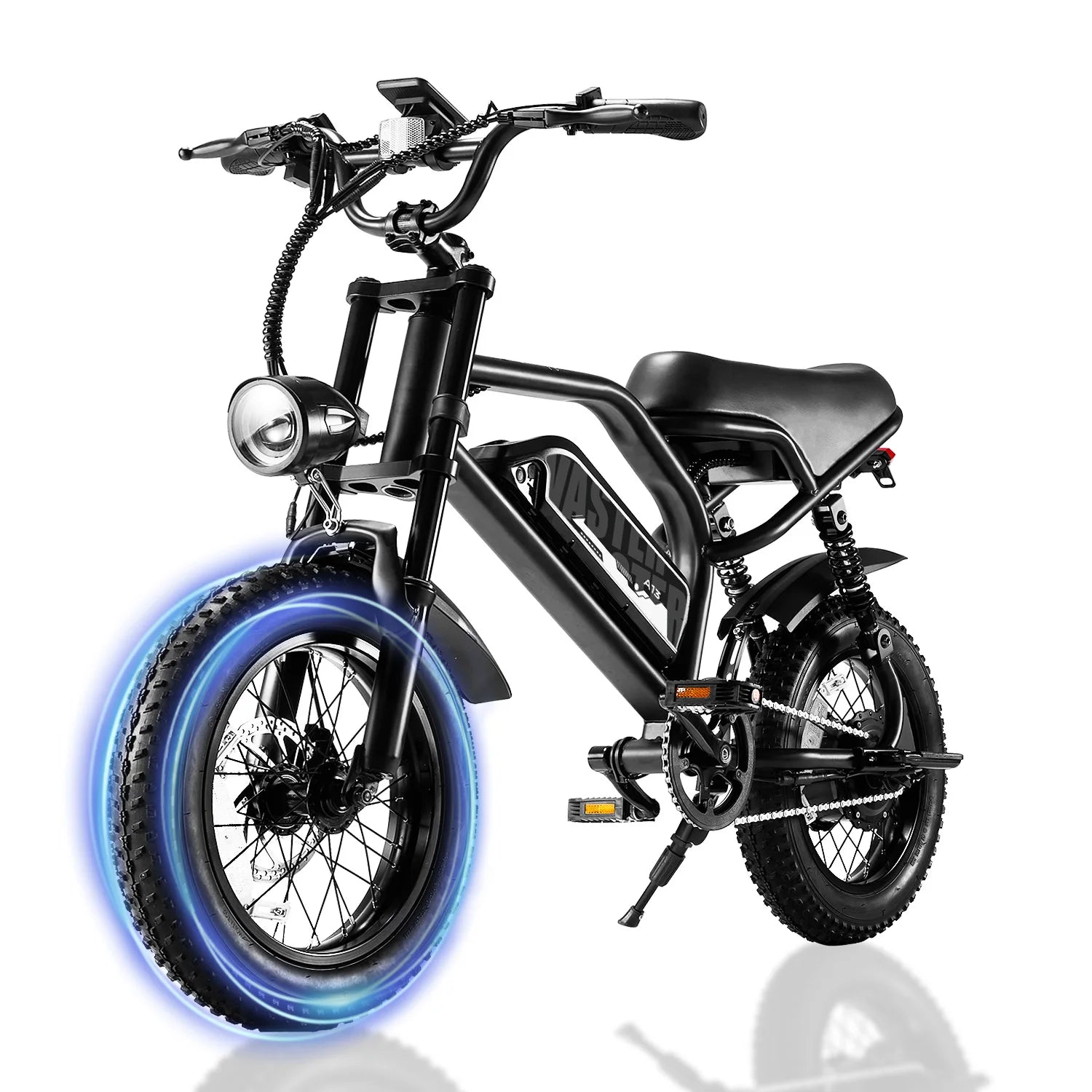 VDL Mountain Electric Bike , 16" Fat Tire Ebike, Wider Seat 800W Peak Motor, Removable Battery, Front Fork Suspension