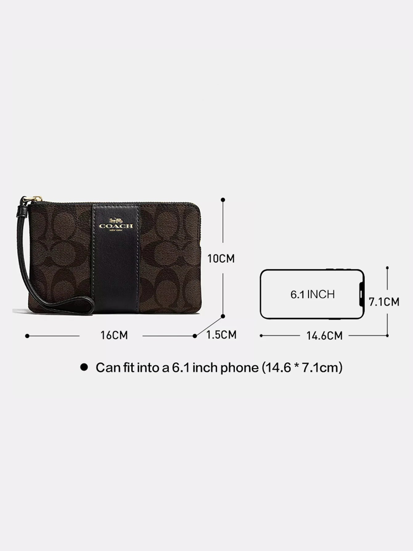 Corner Zip Wallet Wristlet Bag Travel Wallet In Signature Canvas With Stripe,CS602