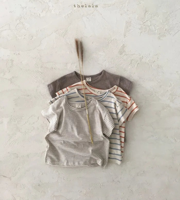 Baby Boy Stripe Shirt Summer Casual Short Bat Sleeve Kids Shirt for Boys Clothing Children Girls Sports Shirt Cotton Tops