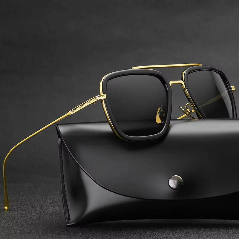 Tony Stark Robert Downey Square Sunglasses for Men Women Fashion Classic Vintage Design Metal UV400 Transparent Sun Glasses 2025