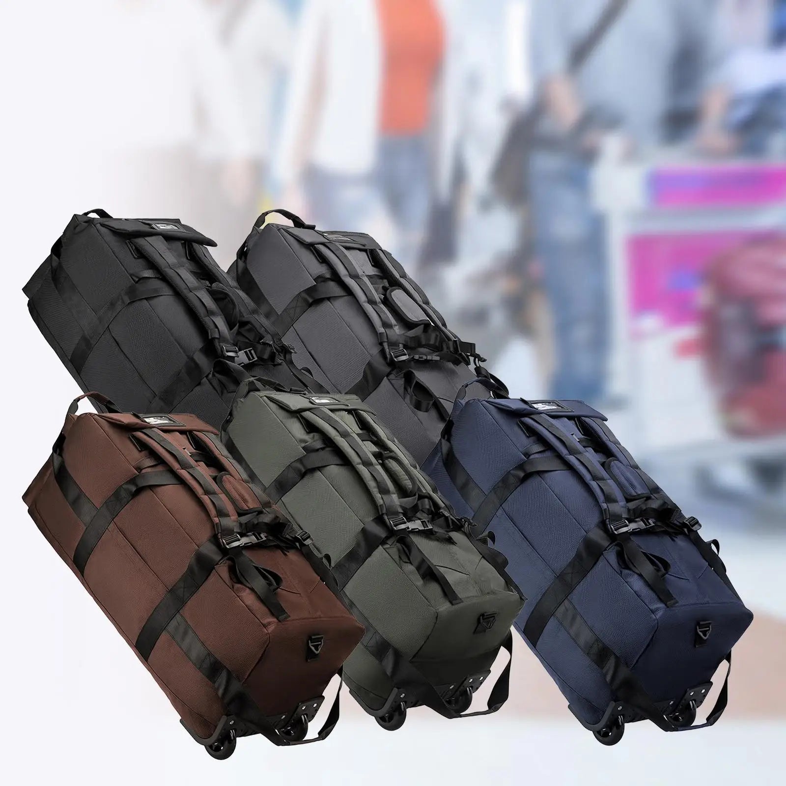 Wheeled Duffel Bag Rolling Garment Bag Large Portable Overnight Suitcase Backpack for Beach Business Trip Camping Storage Bag