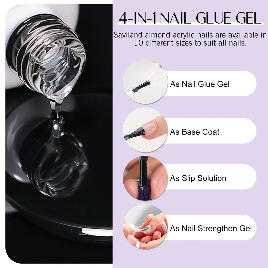SAVILAND 500pcs Gel X Nail Kit For Extension Nail Tips Full Cover Press On Nails Sculpted Almond Coffin with UV LED Nail Lamp