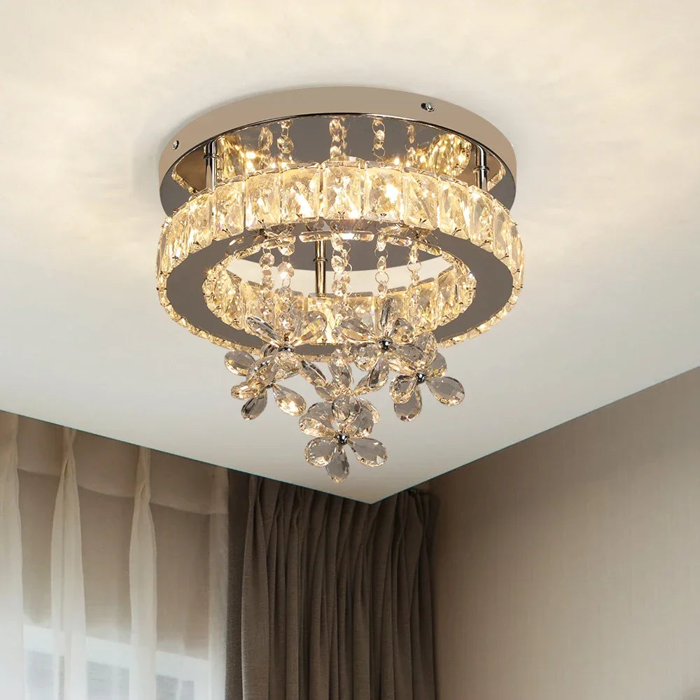 Modern Crystal LED Ceiling Lamp Pendant Lighting Living Dining Room Decor Chandelier Fixtures Aisle Stair Lustre