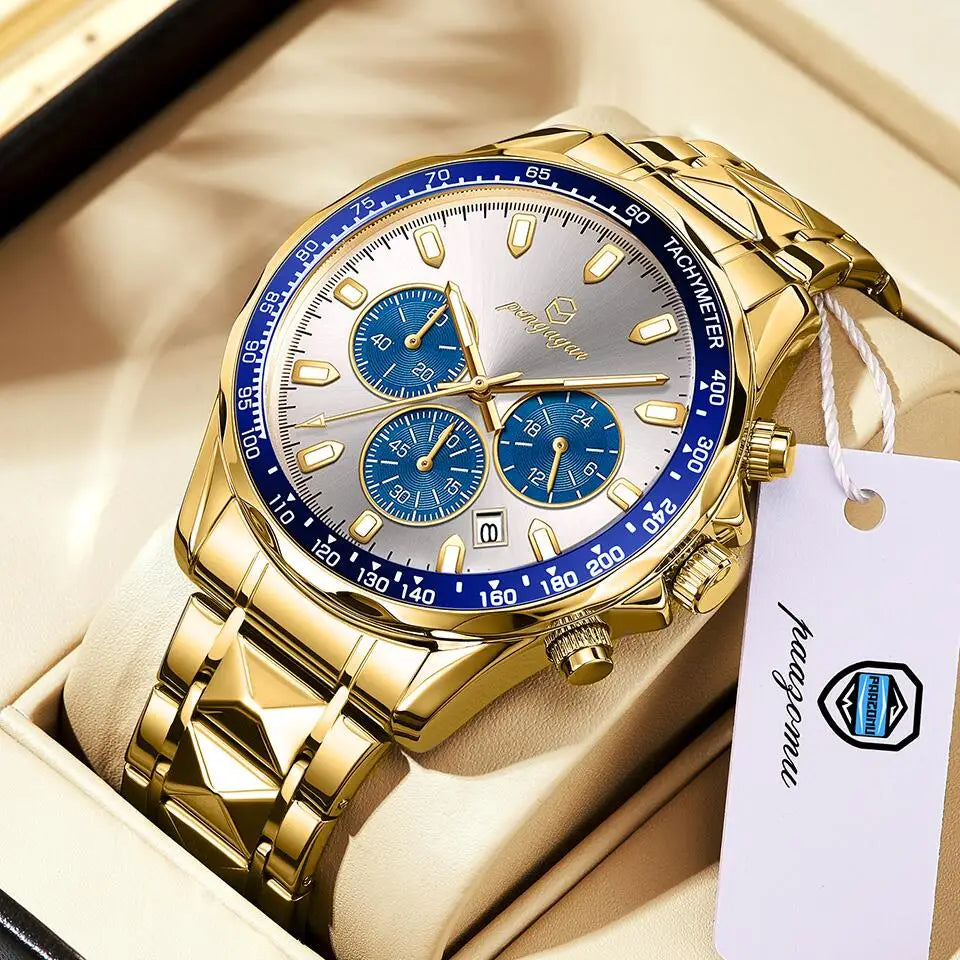 2025 Men Watch Top Brand Luxury Sports Quartz Mens Watches Full Steel Waterproof Chronograph Wristwatch Men Relogio Masculino