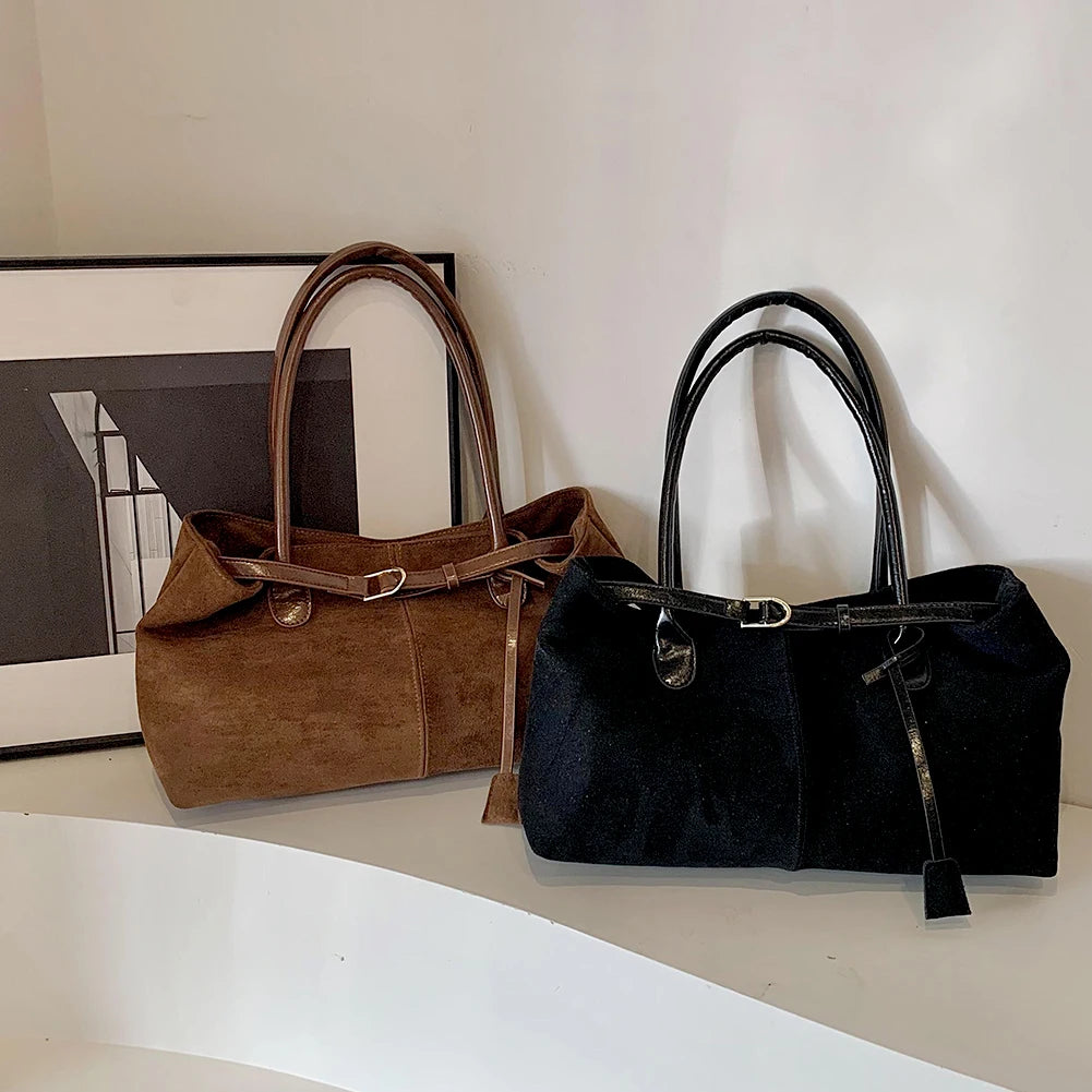 Women PU Fashion Shoulder Bag Solid Color Stylish Shoulder Purse Hasp Closure Simple Commuting Bag Trendy Work Bag