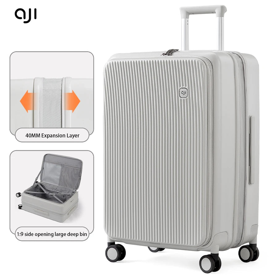 AJI Luggage Travel Suitcase New Design Side Opening Lid With 40mm Expanding Capacity Business Suitcases On Wheels For Women Men