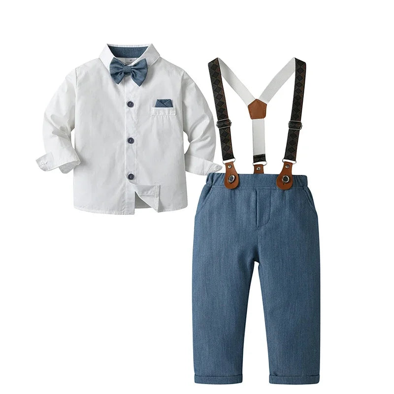 Baby Boy Clothes Sets Formal Suit Boys Long Sleeve Shirt Vest Trousers 3Pcs Sets Children Gentleman Birthday Party Clothing 1-6Y