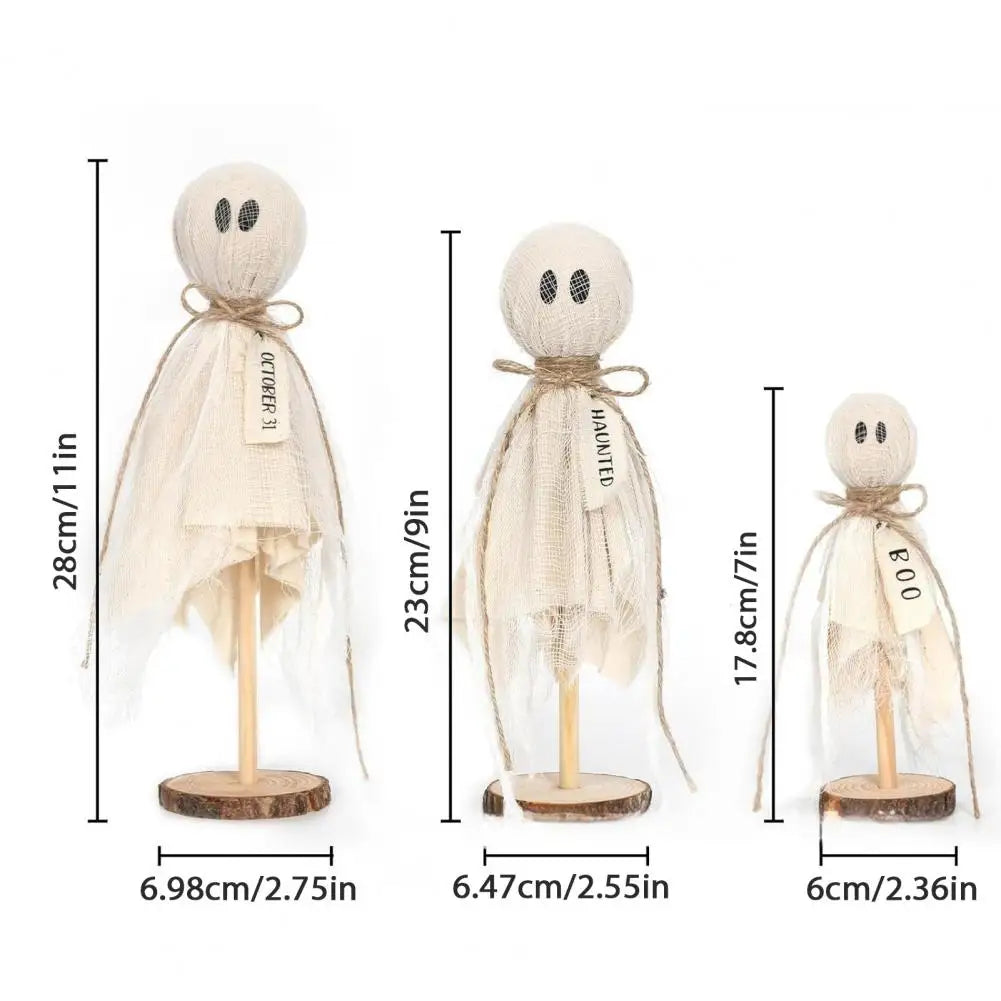 Fun Halloween Decorations Halloween Decor Set of 3 Wooden Ghost Ornaments Adorable Halloween Decorations with Fabric for A