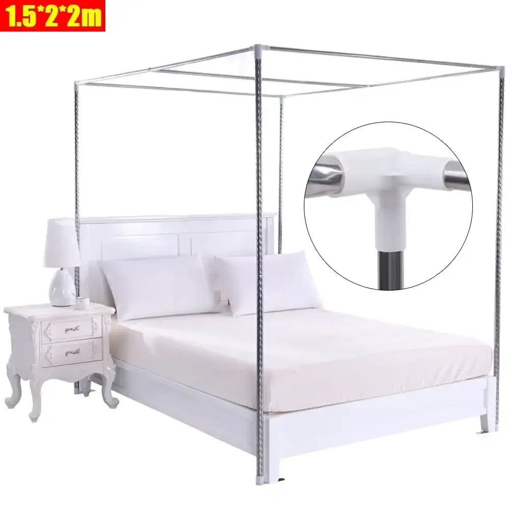 Stainless Steel Bedding Canopy Frame, Bedroom Furniture, Detachable Mosquito Net Frame, Bed Frame Queen for 4 Corner Bed