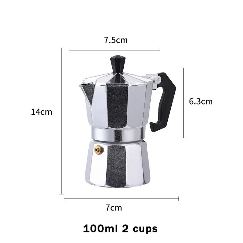 50/100/150/300ml Coffee Pot Italian Aluminum Moka Pot Octagonal Espresso Moka Coffee Pot Kitchen Barista Accessories