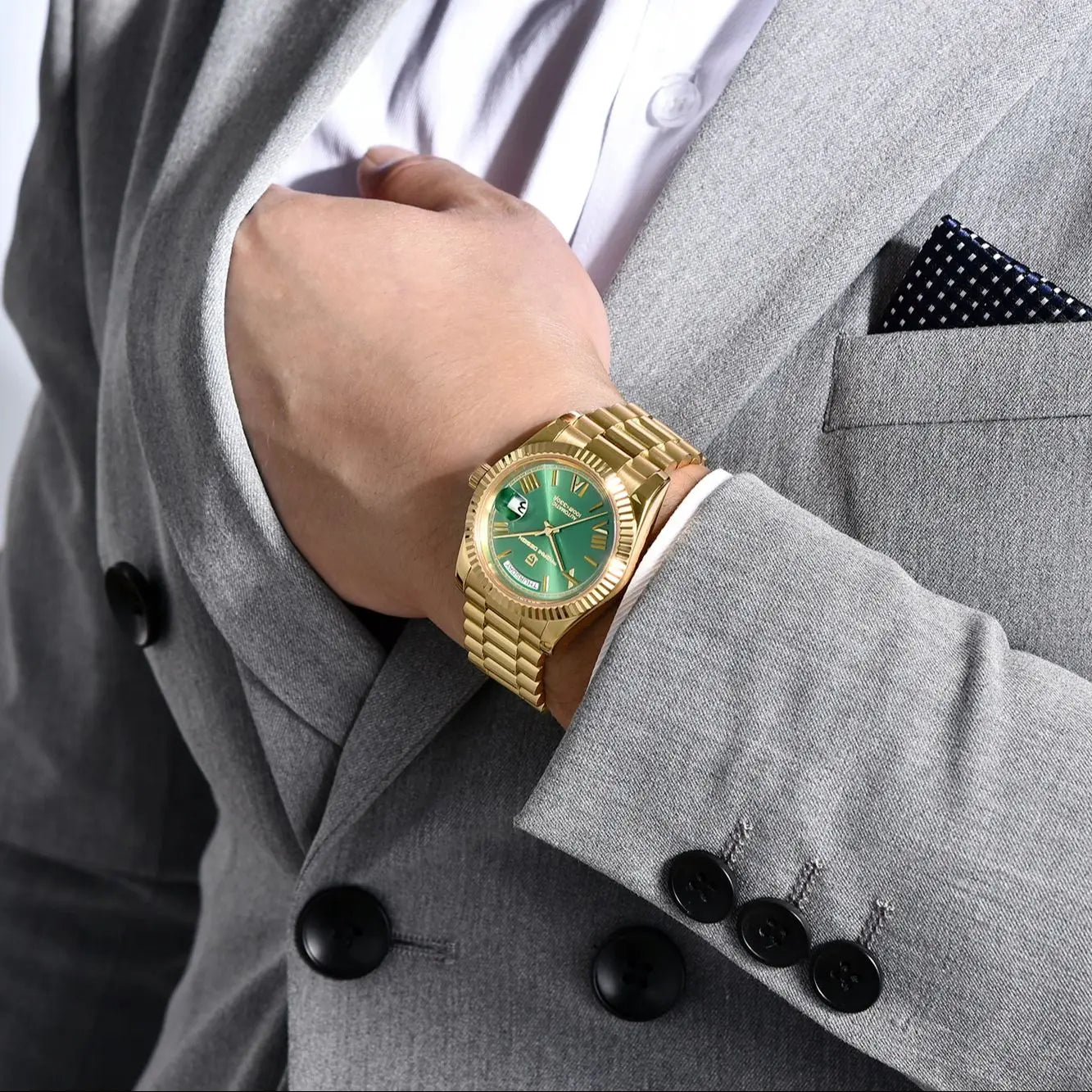 PAGANI DESIGN 2025 New Gold Green 40MM Date Week Men's Watches Automatic Watch Men AR Sapphire Glass NH36A Mechanical Wristwatch