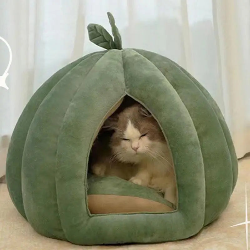Cat Beds Thickened Enclosed Pet Cat House Bed Pumpkin Cat Hideaway Winter Supplies For Kittens Small Dogs Pets