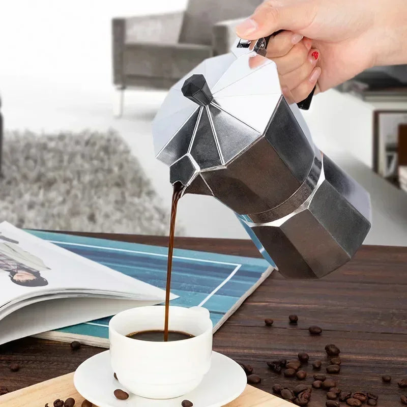 50/100/150/300ml Coffee Pot Italian Aluminum Moka Pot Octagonal Espresso Moka Coffee Pot Kitchen Barista Accessories