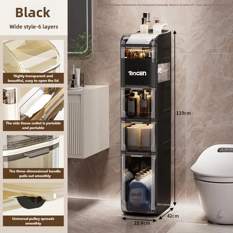 Bathroom crevice cabinet, bathroom living room storage cabinet, multifunctional storage cabinet, storage rack, large capacity