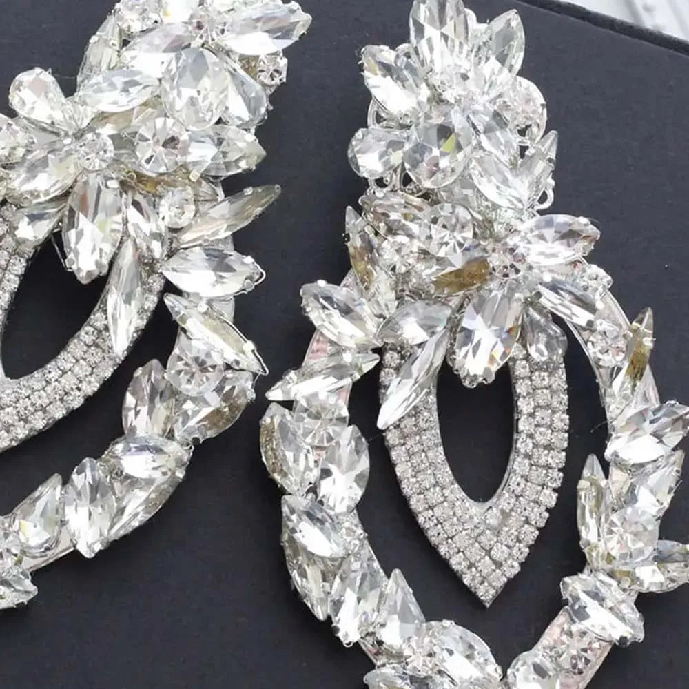 Stonefans Geometric Decoration Earrings for Women Fashion Rhinestone Ear Piercing Accessories Female Wedding Earring Dress Gifts