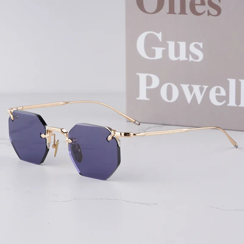 ELDORADO Light Luxury Sliver Boundless Sunglasses for Male Designer Hand Craft Top Quality Rimless Alloy Solar Glasses for Men