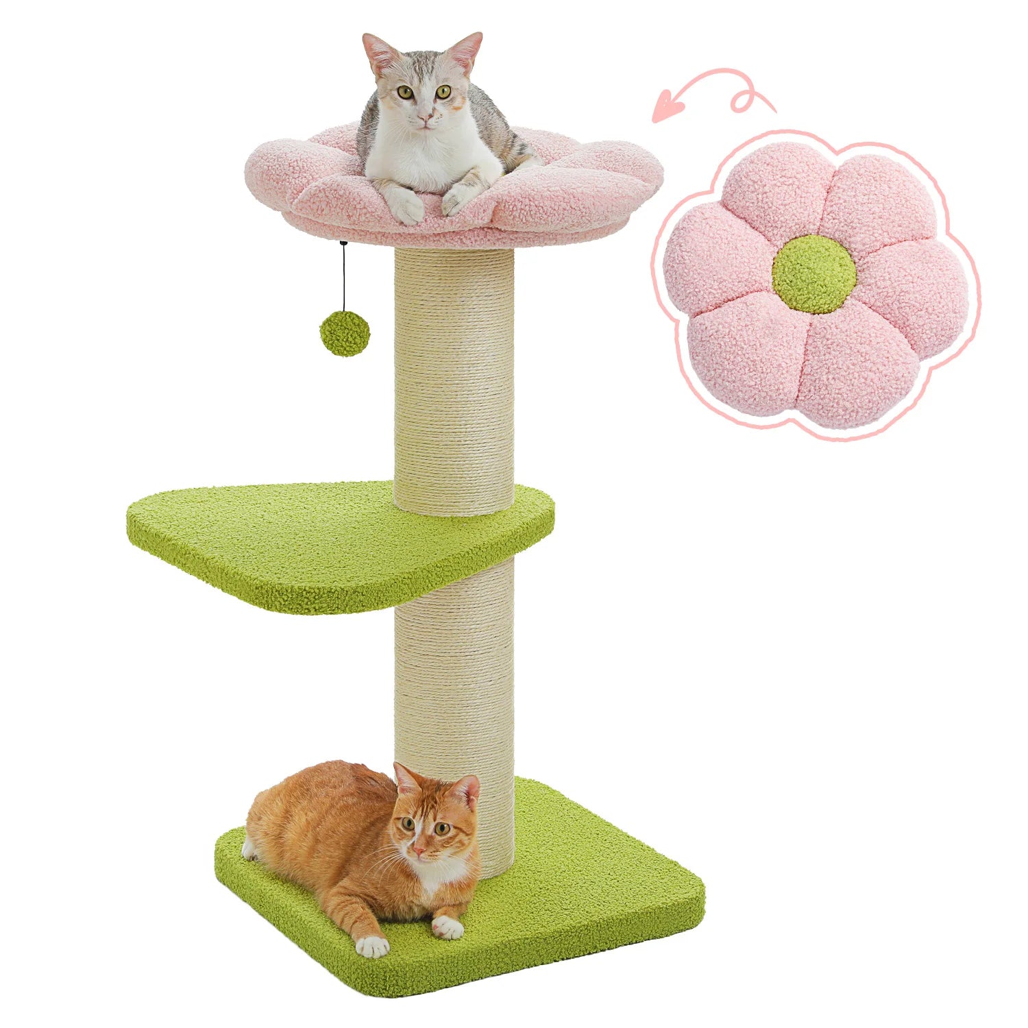 Cats Scratching Post Thick Cat Tree Cat Tower for Large Cats Flower Cat Bed Tall Cat Scratcher for Indoor Cats