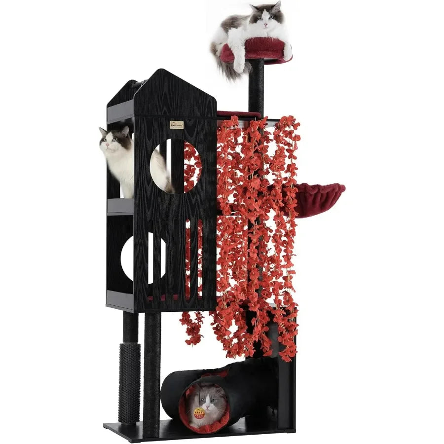 Gothic Cat Tree 67 Cat Tower for Indoor Cats Ideal for Large Cats Up to 20 lbs+ Features ExtraLarge Padded Platform SisalCovere