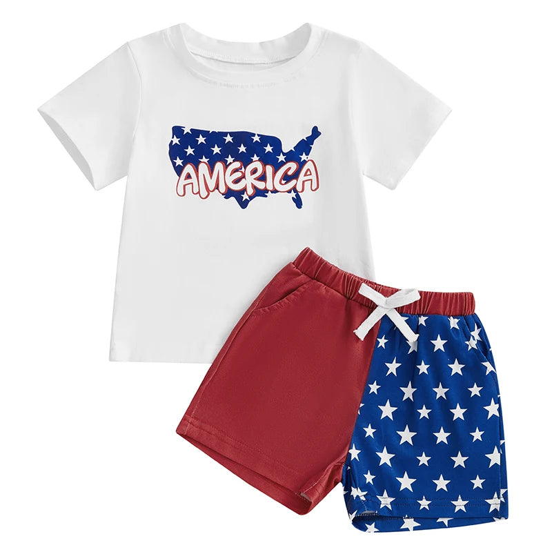 American Flag Print Tank Top and Denim Shorts 2 Piece Set for Toddler Boys 4th of July Outfit with Patriotic Vibes