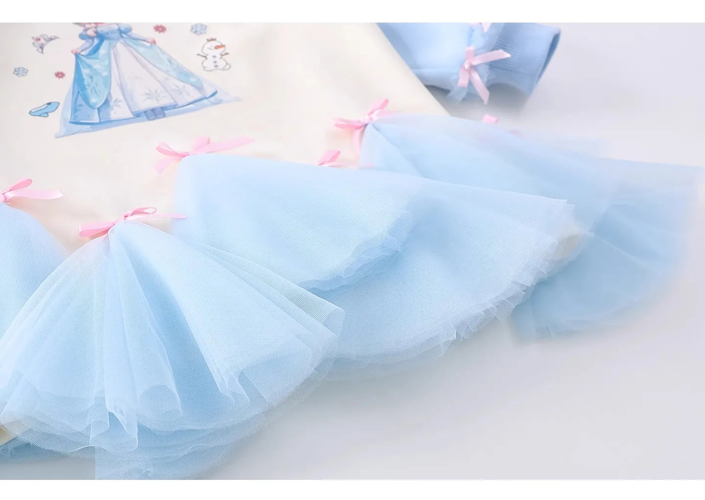 Girl's Fall/Winter Sweatshirt Long Sleeve Princess Elsa Snow White Cartoon Print Tulle Skirt Casual Hoodie Dress 2-12 Years Old