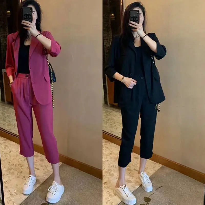Casual Suit Jacket Two Piece Sets for Women office Fall Outfits Fashion Women's Blazer and Pants Suits Set 2 Elegant Pieces 2024