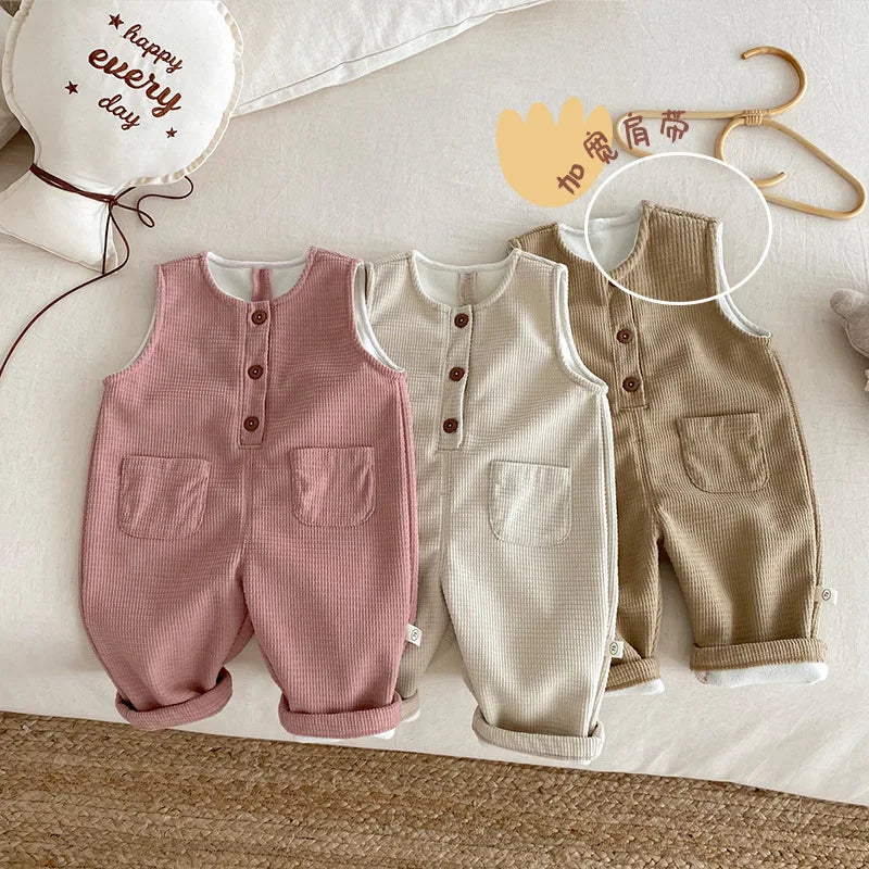Children's Velvet Overalls 0-5 Years Old Winter Korean Children's Clothing Boys' Fashionable Casual Pants Girls' Pants