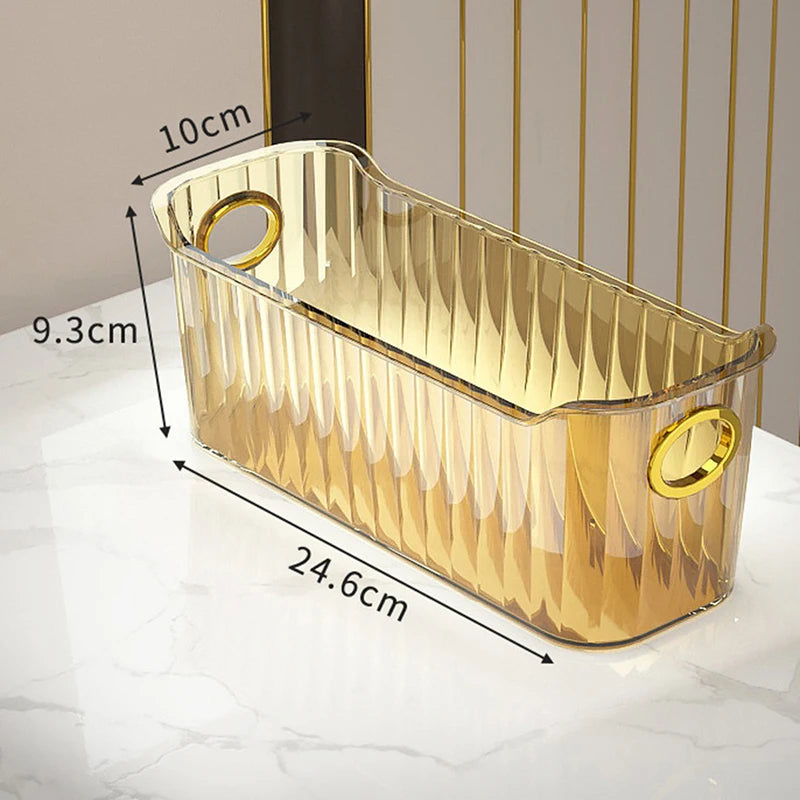 Light Luxury Desktop Cosmetics Narrow Storage Box Toiletry Cosmetic Jewelry Sundries Storage Basket Dust-proof Makeup Organizer