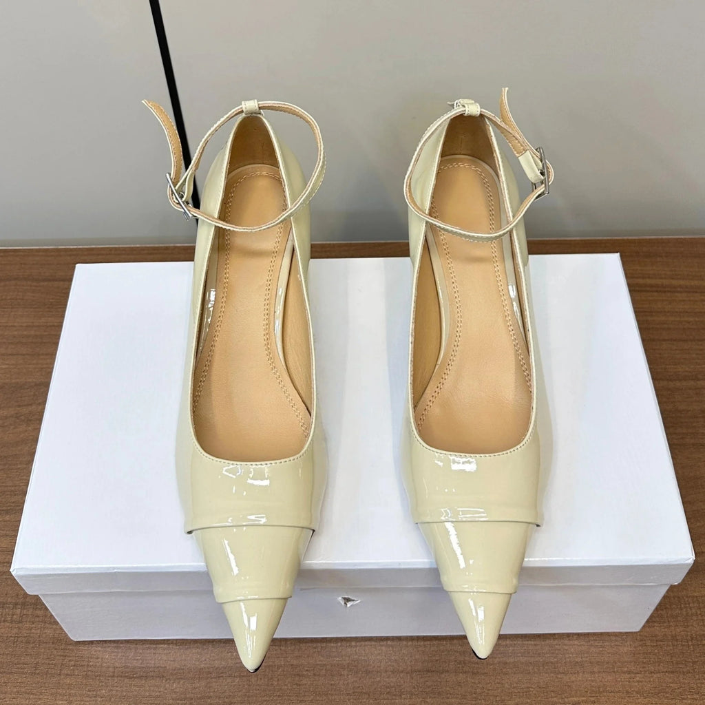 2025 Newest Genuine Leather Round-Toe Ankle-Strap Woman Flats Mary Janes Ballet Dance Shoes Banquet Shoes Woman Sapato Feminino