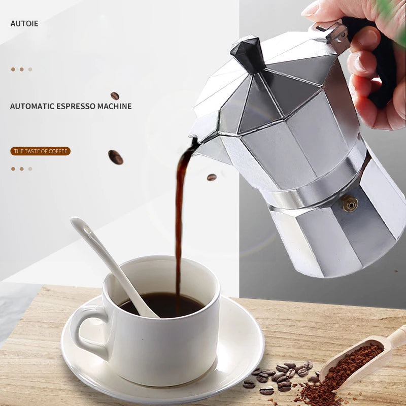 50/100/150/300ml Coffee Pot Italian Aluminum Moka Pot Octagonal Espresso Moka Coffee Pot Kitchen Barista Accessories
