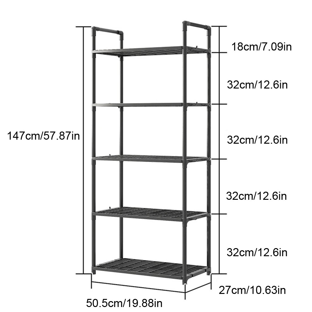 5 Tier Storage Shelves Adjustable Storage Rack 66 Lbs Capacity Storage Shelf for Kitchen Pantry Closet Bathroom Laundry Garage