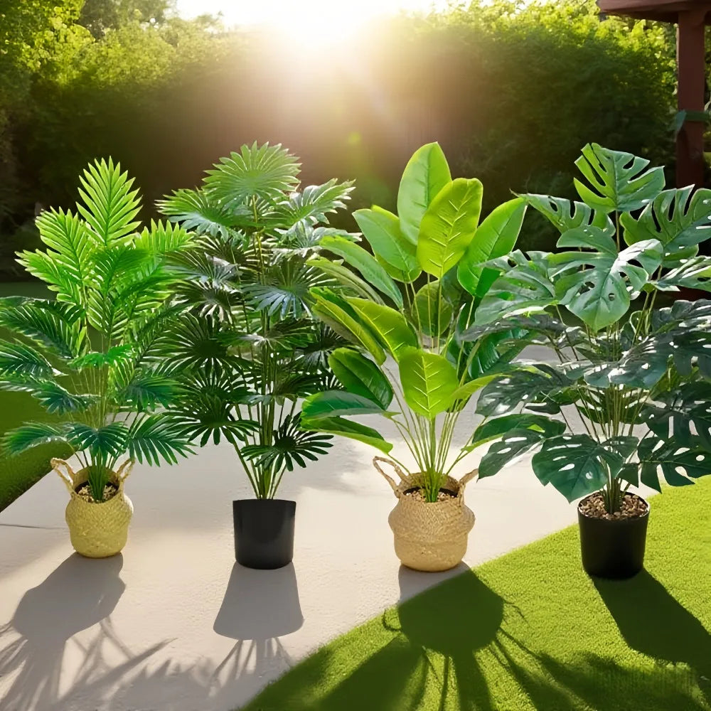 4pcs 48Leaves Areca Palm Simulation Green Plants Realistic Artificial Trees Suitable for Bedroom Living Room Outdoor Decoration