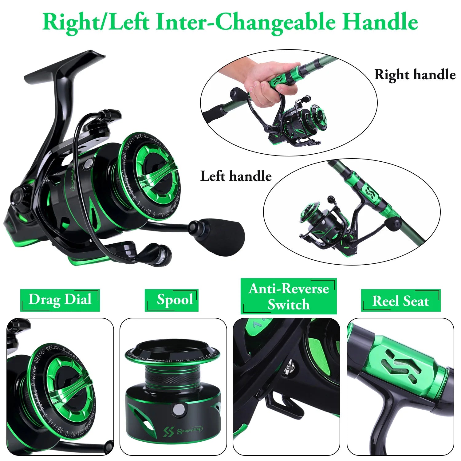 Sougayilang Fishing Rod Reel Combo 1.8-3.0m 24 Ton Carbon Fibre Telescopic Fishing Rod 1000-4000 12+1BB Spinning Reels Set Pesca