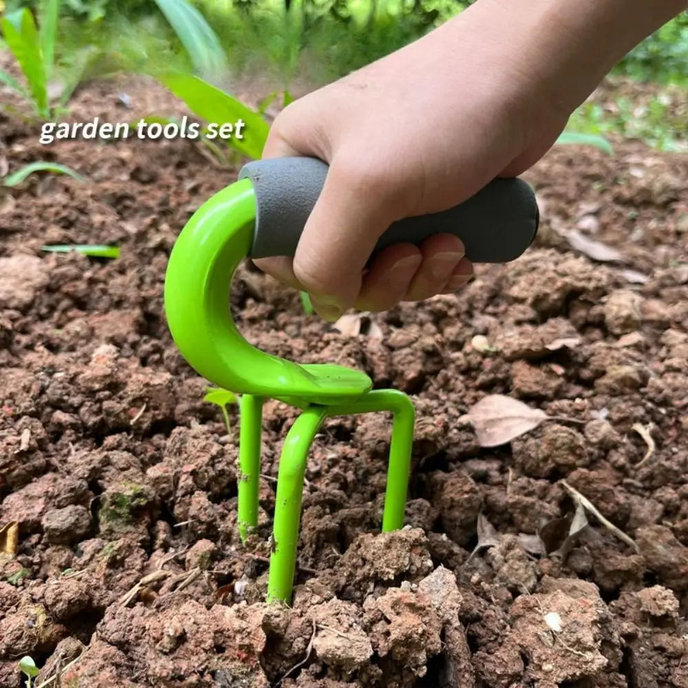 Carbon Steel Mini Gardening Claw Fork Agricultural Manual Tiller Hand Rake Digging Convenient Hand Rake Garden Tool Gardening