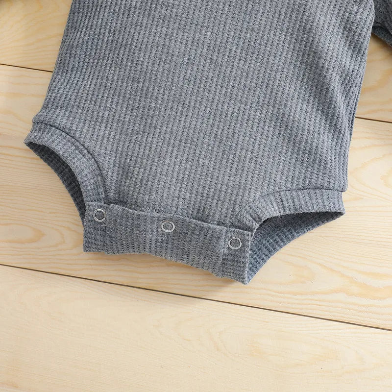 Newborn Baby Boy Pant Sets Autumn Clothes Solid Color Long Sleeves Hooded Bodysuit Tops and Pants Baby Items Clothing for Infant
