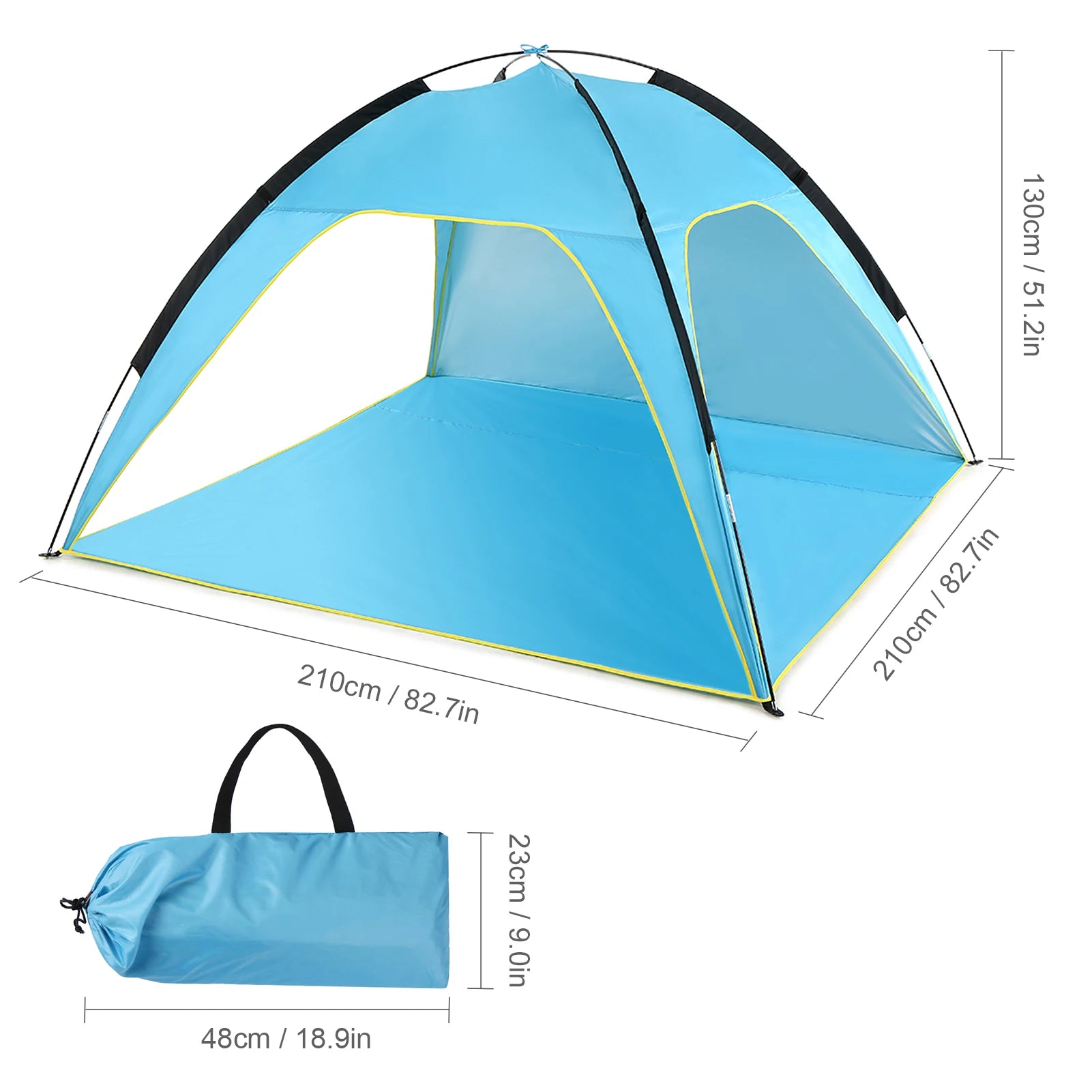 Lightweight Beach Tent Sun Shade Canopy UV Sun Shelter Three Open Sides Camping Fishing Tent for Park Camping