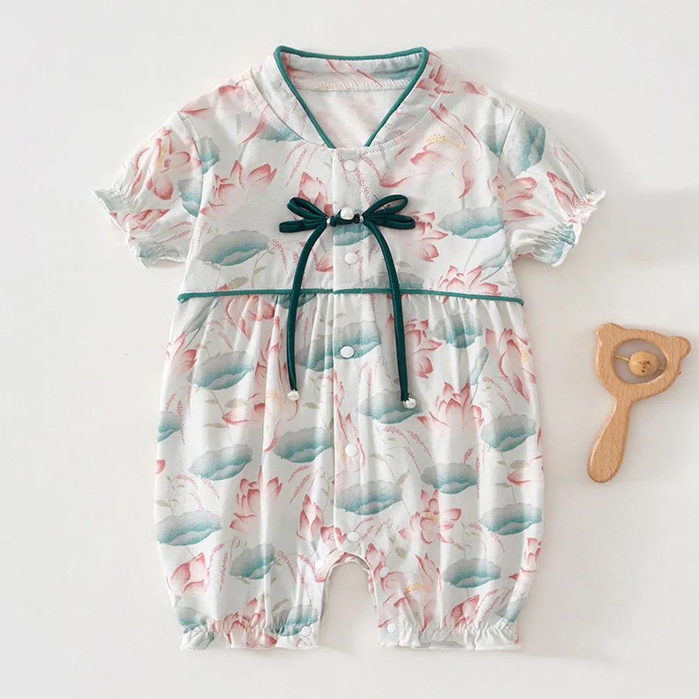 Baby Boys Clothes Summer 100% Cotton Newborn Onesies 1st Birthday Infant Girl Romper Chinese Style Baby Jumpsuit Wholesale